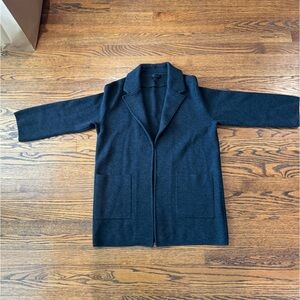 Dark Grey Merino Wool Long Cardigan Sweater (M)